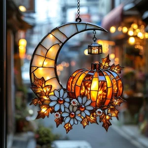 Atrapasol acrílico luna creciente otoño arce - decoración de calabaza otoño floral otoño - Imagen 1 de 7