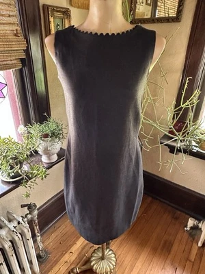 Vintage 60’s Elizabeth Wayman Women's Black Linen Dress Low Back - Image 1 of 4