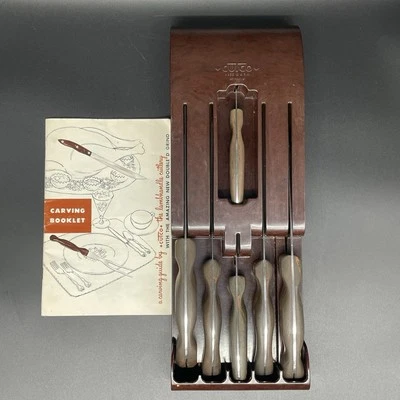 Juego de 6 cuchillos vintage Cutco soporte de montaje en pared de baquelita y folleto #1020 - 1025 Foto 1 de 4