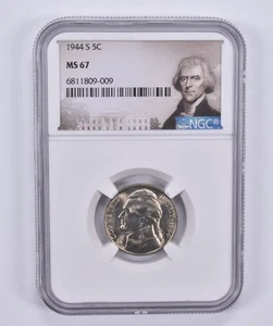 1944-S Jefferson Nickel 5c MS67 NGC Special Label *3371 - Picture 1 of 5