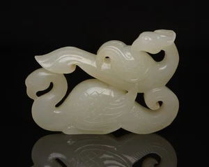 Exquisita estatua de fénix tallada a mano de jade hetiano natural certificada 111927 - Imagen 1 de 9
