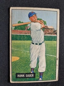 1951 Bowman Baseball Card # 22 Hank Sauer - Chicago Cubs (VG/EX) - Picture 1 of 3