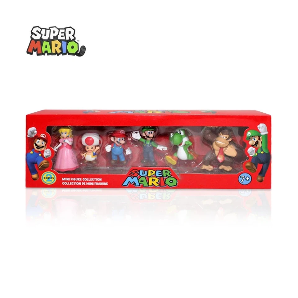 Super Mario Bros Action Figures Set Luigi Mario Yoshi Cake Topper Toy 6 Pieces - Image 1 of 1