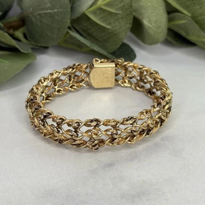 "Brazalete brazalete vintage con dije de doble eslabón relleno de oro 12k GF de 6""" Foto 1 de 4