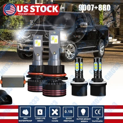 Faro LED alto/bajo para Dodge RAM 1500 2500 3500 1994-2001 + faros antiniebla bombillas Foto 1 de 4