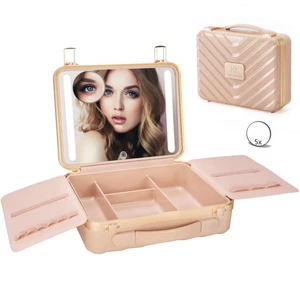Makeup Case with LED Lighted Mirror, 11.5''x 8.7'' Portable Travel Makeup Org... - Picture 1 of 8