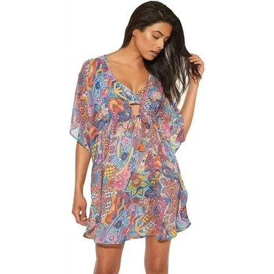 Bleu by Rod Beattie Swim Cover-Up Caftan Multicolor Estampa Paisley Tamanho Grande - Imagem 1 de 4