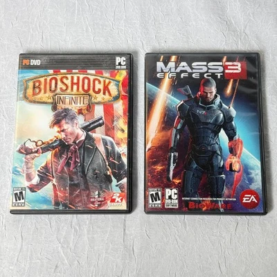 BioShock Infinite + Mass Effect 3 PC DVD Complete in Box CIB Tested EA 2K Games - Image 1 of 4