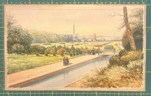 Antico dipinto ad acquerello Bournemouth Giardini Chiesa di San Pietro c1900 - Foto 1 di 5