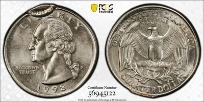 PCGS MS64 1998P Washington Quarter Broadstruck Double Struck Off Center Error - Image 1 of 3