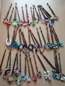 Set 44 x Vintage Antique Lace Making Bobbins Medium colour WOODEN spangle #P73 - Picture 1 of 12