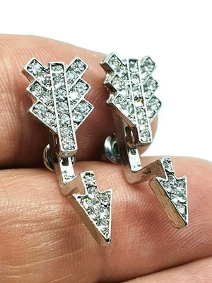 Orecchini Freccia Cupido Orecchini Illusion CZ Crystal Silver Cuff Clip... - Immagine 1 di 4