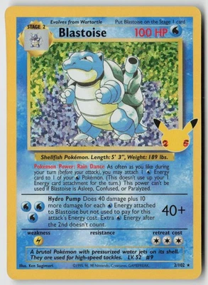Blastoise 2/102 - Celebrations: Classic Collection Holo - PTCG - Image 1 of 2