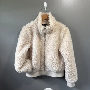 Zara Sherpa Fleece Full Zip Bomberjacke Damen Gr. XS Faux Shearling Teddy - Bild 1 von 15