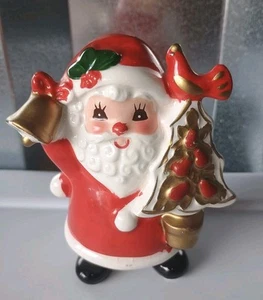 Vintage Santa Claus Figurine Napco Partridge In A Pear Tree Bell Christmas Decor - Picture 1 of 6