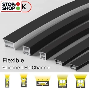 Black Silicone LED Neon Tube Diffuser for WS2811/WS2812B Strip Lights Outdoor - Picture 1 of 34