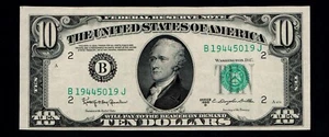 1950-D $10 Federal Reserve Note New York AU - Picture 1 of 2