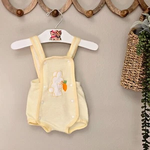 🐰 Vintage 1980s Carter’s Yellow Bunny Rabbit Bubble Romper – Sz 3 Months – USA - Picture 1 of 5