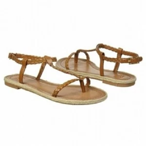 Hot Kiss Zig thong sandals woven tan brown espadrille sz 10 Med NEW - Picture 1 of 1