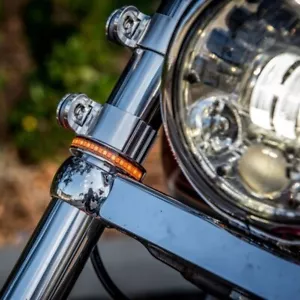 Custom Dynamics Auxiliary Amber LED Fork Wrap Around Lights - Chrome/Clear - Picture 1 of 3