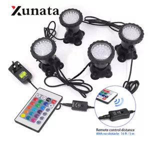 1- 4 Lights/Set RGB LED Underwater Spot Light Aquarium Garden Fountain Pond Lamp - Picture 1 of 12