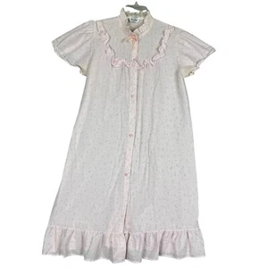 Vintage Ballet New York Robe Sz Large Pink Floral Cottage Core Prairie USA - Picture 1 of 7