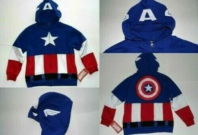Marvel Avevenger Captain America Boys Youth Sweatshirt Hoodie Size M 8/10 Mask - Image 1 of 4