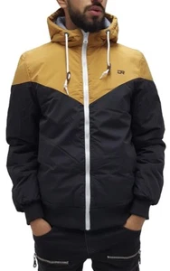 D-Rock Men's Urban Designer Padded Hooded Full Zip Up Warm Winter Tan Jacket - Picture 1 of 6