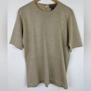 Terazzo Vintage Gold Metallic Knit Top - Picture 1 of 8