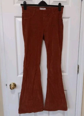 FREE PEOPLE Women's Brown Corduroy Cotton Zip Side Flare Boot Cut Pants 25 - Image 1 of 4