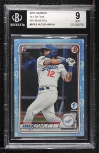 2020 Bowman 1st Edition Sky Blue Foil Jacob Amaya #BFE-3 BGS 9 MINT