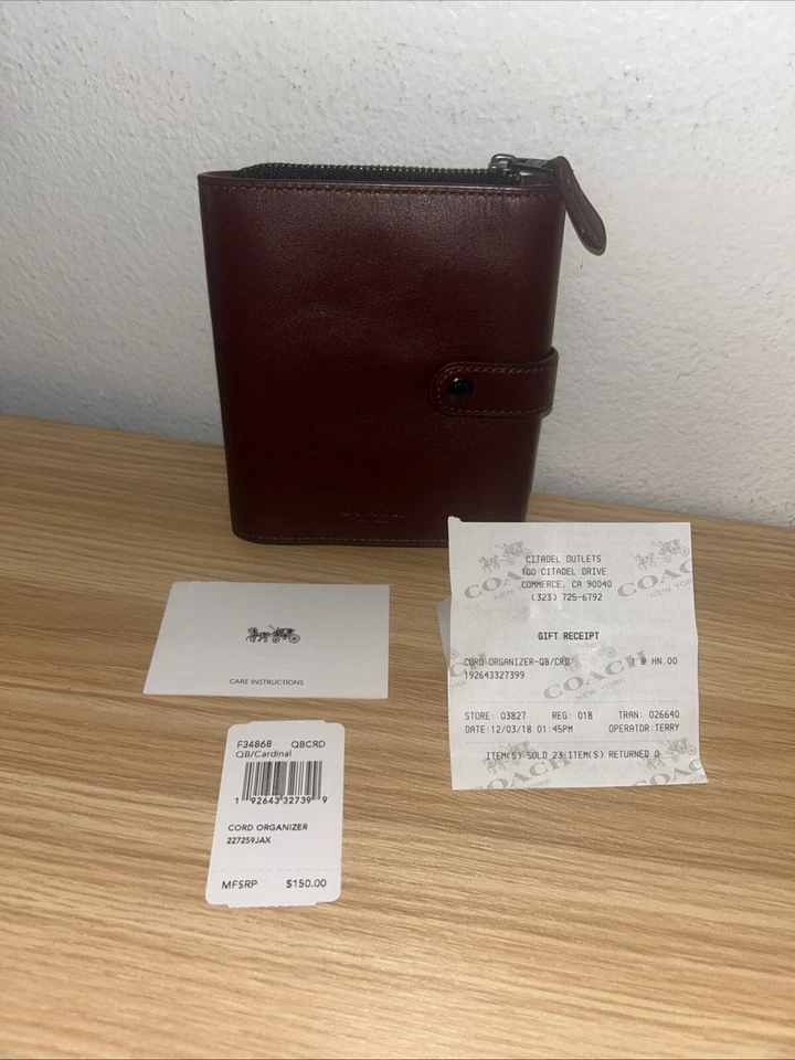 Coach Leather Cord Organizer Wallet F34868 / Cardinal Red