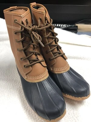 Land’s End Mujer’s Duck Botas Azul Cuero Aislado Franela Forradas Con Cordones 8.5 B Foto 1 de 4