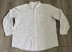 LL Bean Dress Shirt Mens XL 100% Cotton Blue Striped Button Down Long Sleeve - Picture 1 of 8