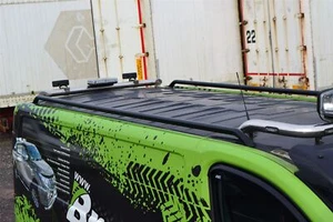 Black Roof Rails For Renault Trafic SWB 2014 - 2022 Van Top Stainless Steel Bar - Picture 1 of 5