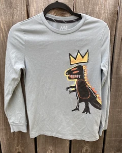 Kid's Jean Michel Basquiat Blue Dinosaur LS T-Shirt L 12-14 Cotton Crew Art Icon - Picture 1 of 12