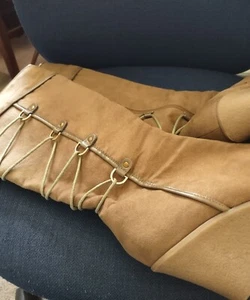 Woman's boots color light brown size8 with zipper and lace - Picture 1 of 7