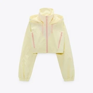 NWT ZARA COMBINATION CROPPED RAINCOAT YELLOW LARGE BLOGGERS FAV LARGE - Picture 1 of 12