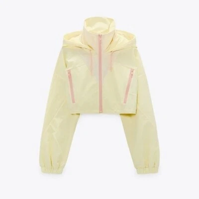 NWT ZARA COMBINATION CROPPED RAINCOAT YELLOW LARGE BLOGGERS FAV LARGE - Image 1 of 4