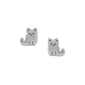 Lindos pendientes de tachuelas de plata esterlina para gatito gato sentado - Imagen 1 de 1