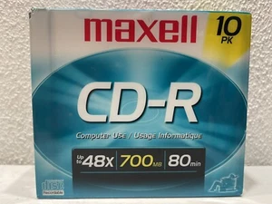 Maxell CD-R 10pk 700MB 80 Min Data Music Photos Blank Media Discs 10 pack #H3 - Picture 1 of 2