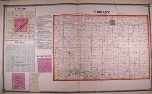 1874 Plat Map ~ GRIDLEY Twp., TOWANDA, McLean Co., ILLINOIS - (17x28)-#048 - Picture 1 of 2
