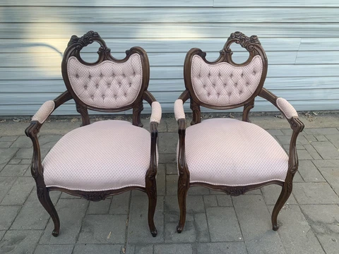 Vintage , Antique Wood Hand Carved, Georges  Chairs Cover