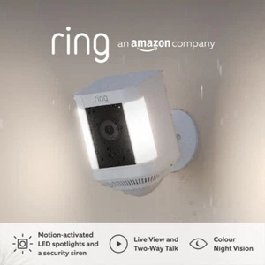 Brand New Ring Spotlight Cam Plus Battery Wireless Outdoor Security Camera White - Picture 1 of 7