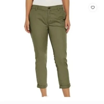 Gap Women’s Size 6 Relaxed Girlfriend Twill Pant Clover Green Stretch Cotton Mid - Image 1 of 4