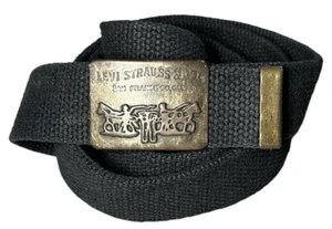 LEVI STRAUSS CO Braided Fabric Belt Black Brass Buckle Size 44” Levi’s - Picture 1 of 6