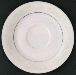 Vintage Crown Ming Jian Shiang Diana Saucer 6 inch Tea Plate White & Silver - Picture 1 of 12