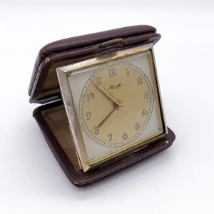 Kienzle Travel Alarm Travel Clock Mechanical With Leather Pouch - D. R.p Germany - Picture 1 of 10