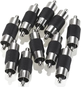 RCA Male to Male Coupler 10-Pack, Dual Male Connector RCA M-M Adapter Nickel Pla - Picture 1 of 12