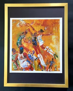 LEROY NEIMAN + BASKETBALL ALL STARS + CIRCA 1970'S + SIGNED PRINT FRAMED - Picture 1 of 4